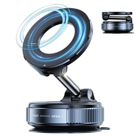 360° Magnetic Vacuum Phone Holder – Strong Suction Car Mobile Stand for Dashboard, Mirror & Gym (Universal Compatible)