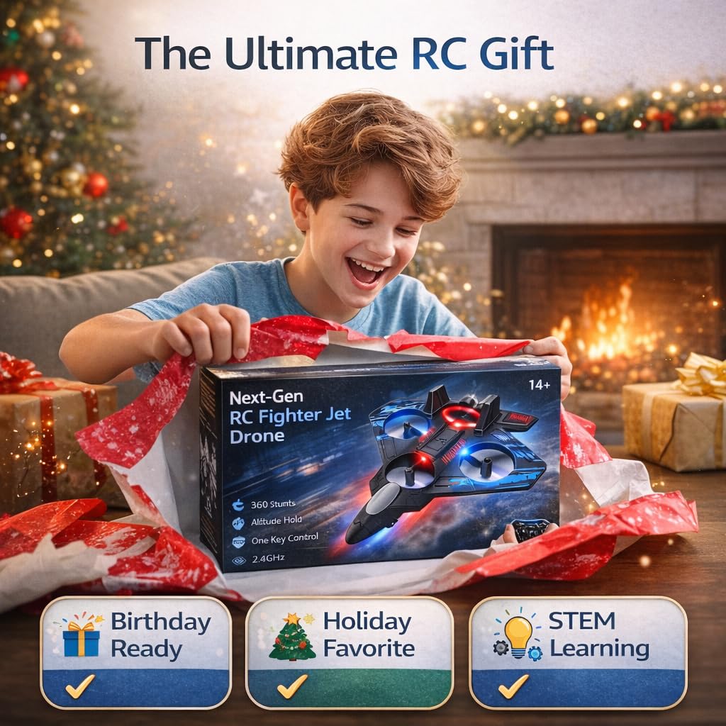 Fighter Jet RC Plane with LED Lights – Easy Fly Remote Control Jet 2.4GHz EPP Foam
