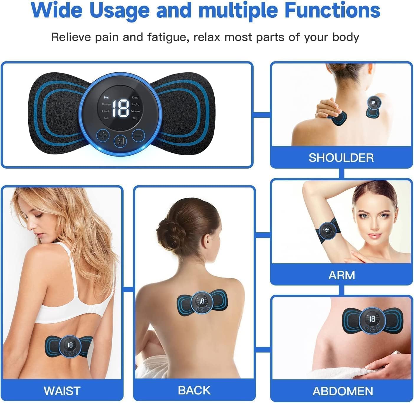 "Portable EMS Butterfly Massager: Instant Muscle Pain Relief (8 Modes)