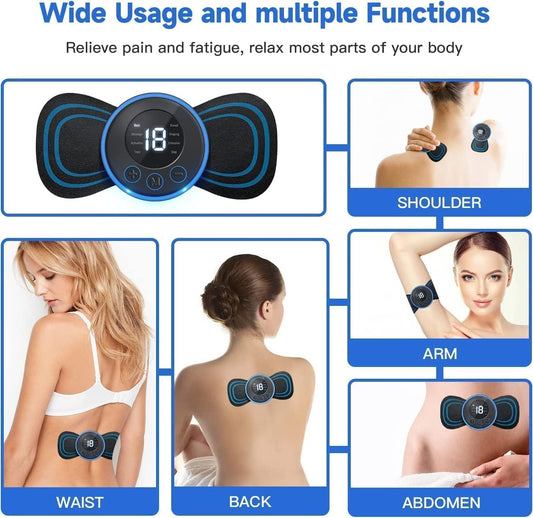 "Portable EMS Butterfly Massager: Instant Muscle Pain Relief (8 Modes)