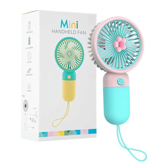 Eesome Korean Style Portable USB Fan – Rechargeable, 3-Speed Modes, Low Noise, Compact & Lightweight with USB Cable (Random Colour)