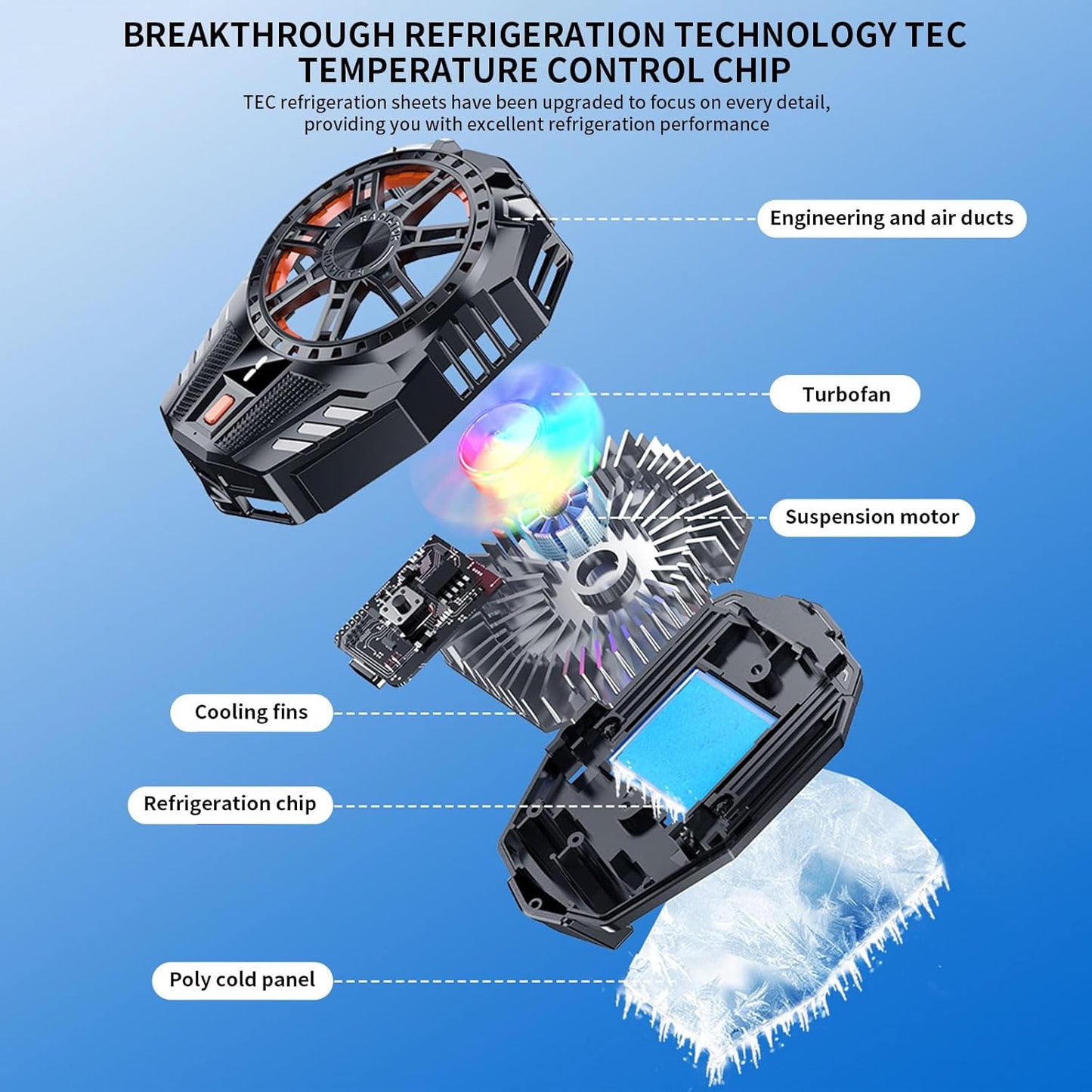 Mobile Cooling Pad with LED Display – Gaming Phone Cooler for Android & iPhone