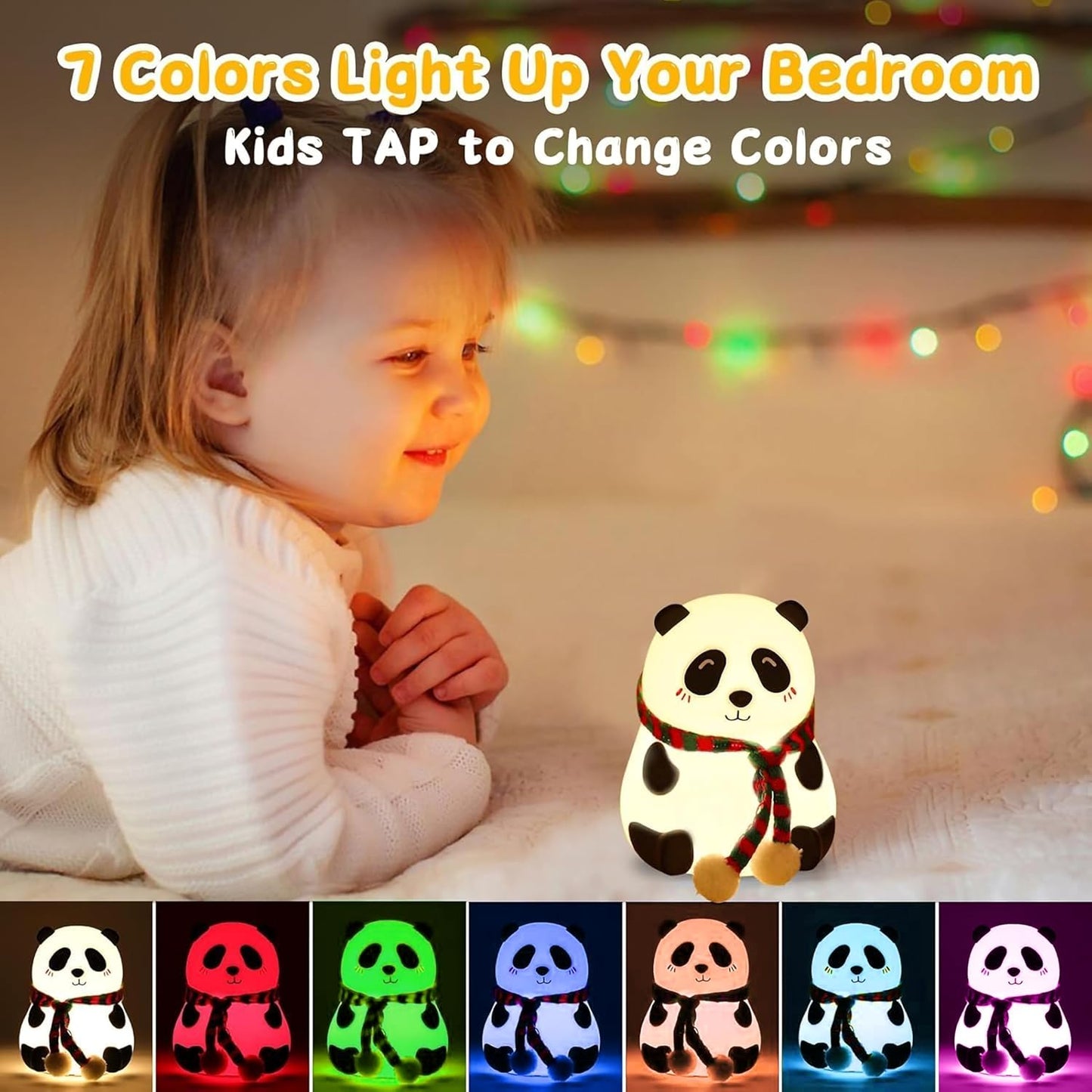 Eesome Soft Silicone Panda Night Lamp Toy for Kids - 7 Colour LED Changing Rechargeable