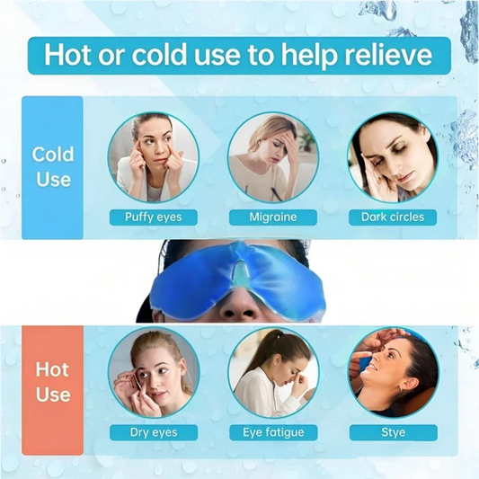 Cooling Eye Gel Mask for Dark Circles, Puffy Eyes & Headache Relief – Reusable Hot & Cold Therapy Eye Mask (Blue)