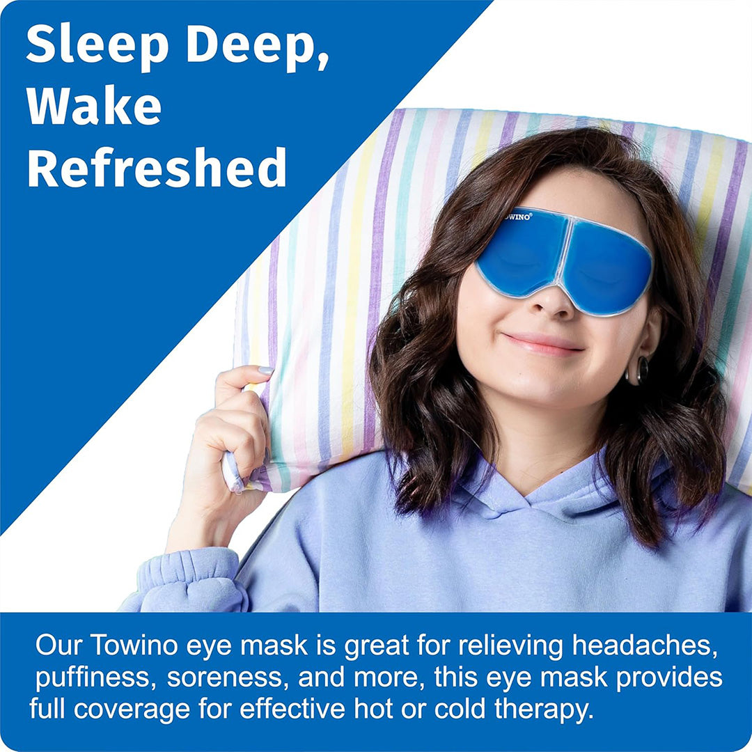 Cooling Eye Gel Mask for Dark Circles, Puffy Eyes & Headache Relief – Reusable Hot & Cold Therapy Eye Mask (Blue)