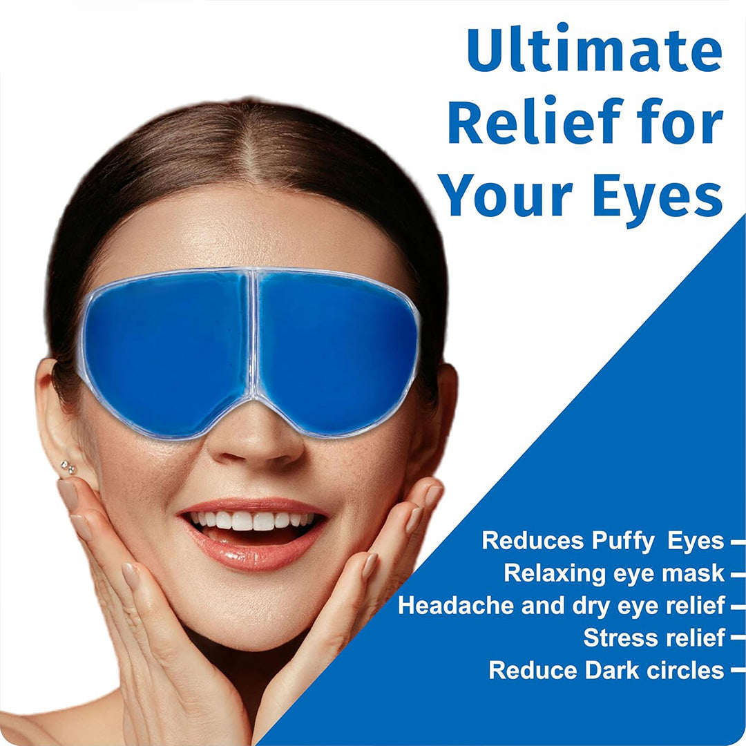 Cooling Eye Gel Mask for Dark Circles, Puffy Eyes & Headache Relief – Reusable Hot & Cold Therapy Eye Mask (Blue)