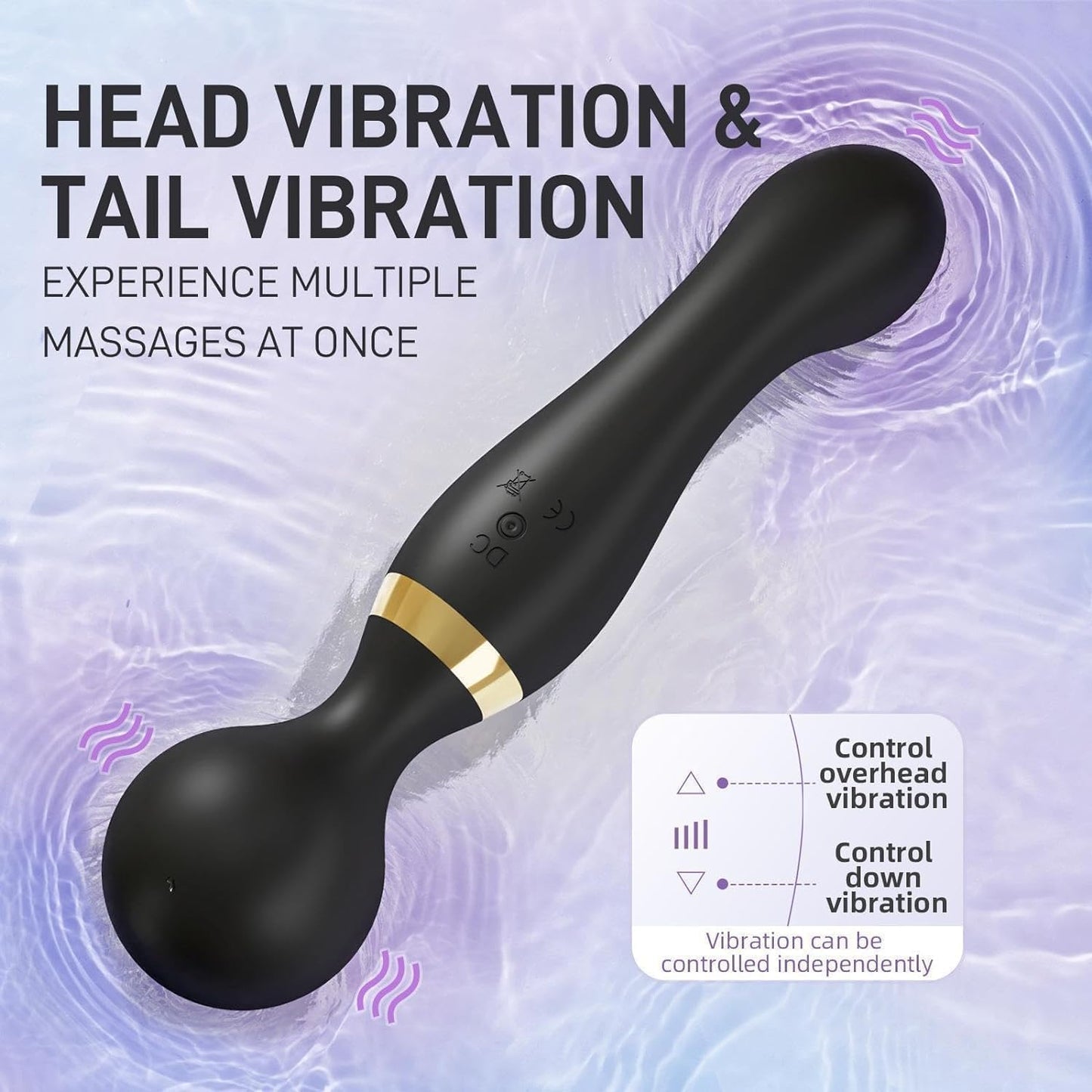 Eesome Double vibration body massager, Handheld Dual Massager Stick 360 Degrees Rotation, Rechargeable Electric Pain Relief & Relaxation Device
